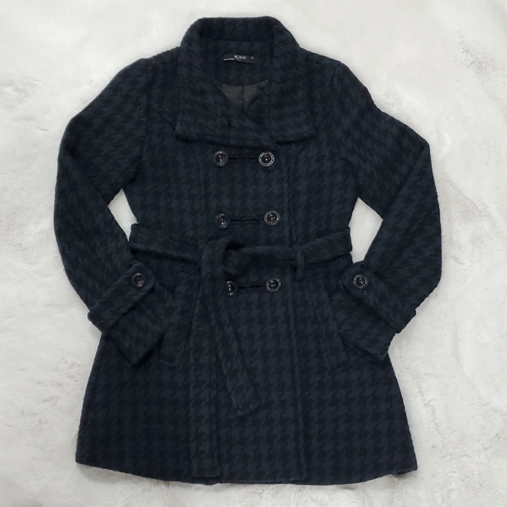 Thick wool pea coat navy and black trench military style